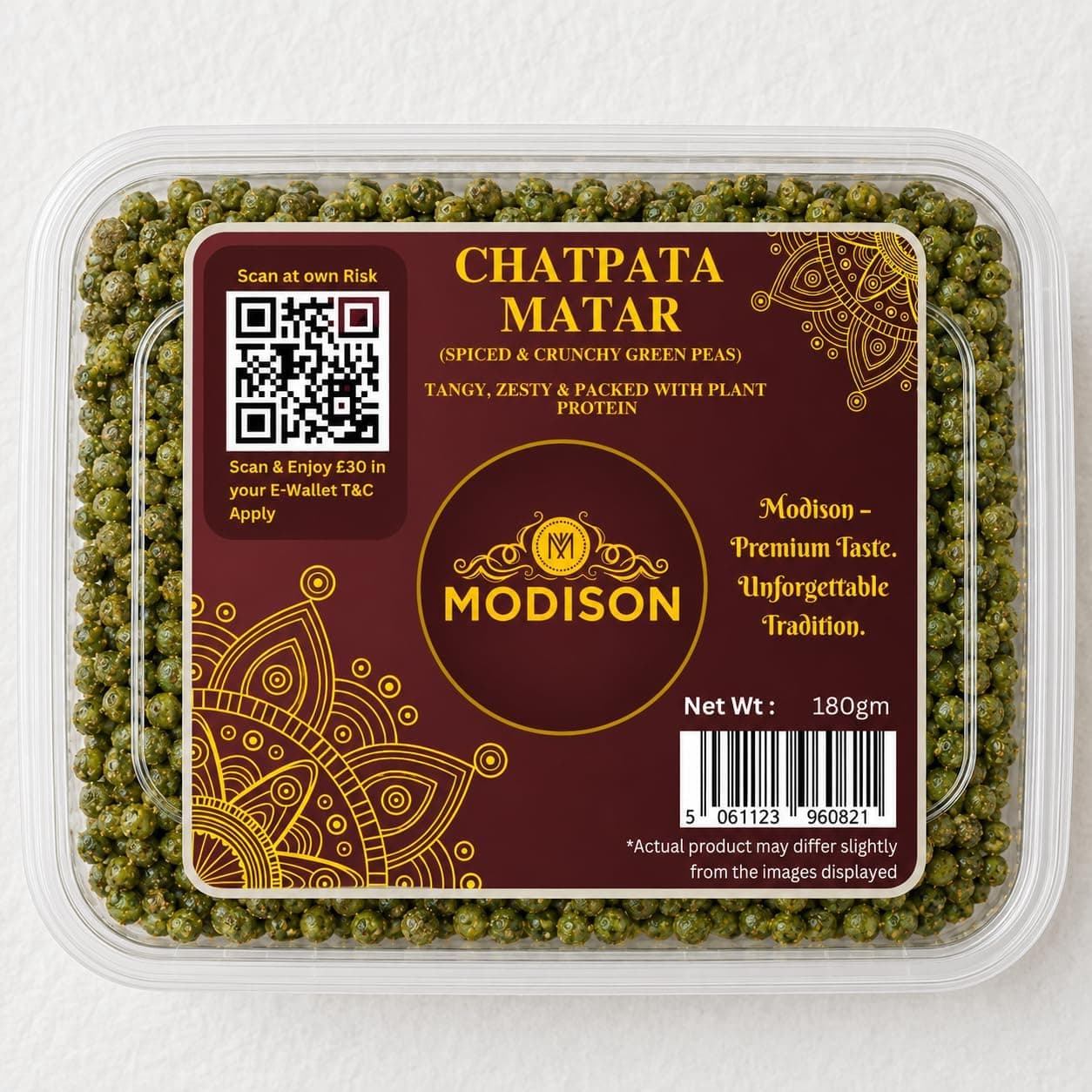 MODISON Chatpata Matar Healthy Snacks Spicy Green Peas 180g thumbnail 8