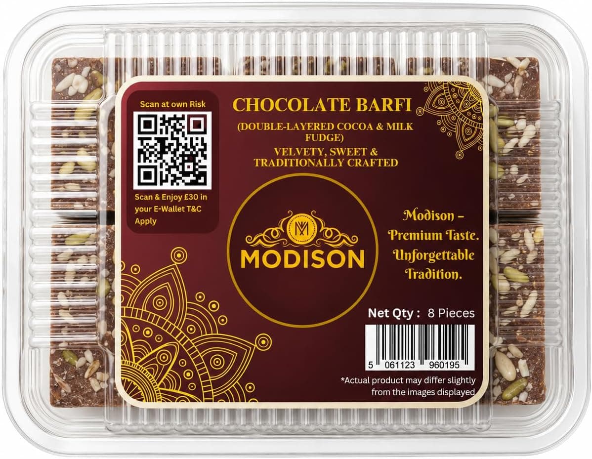 MODISON Chocolate Barfi Indian Sweets Milk Mithai 8 Piece 370g thumbnail 8