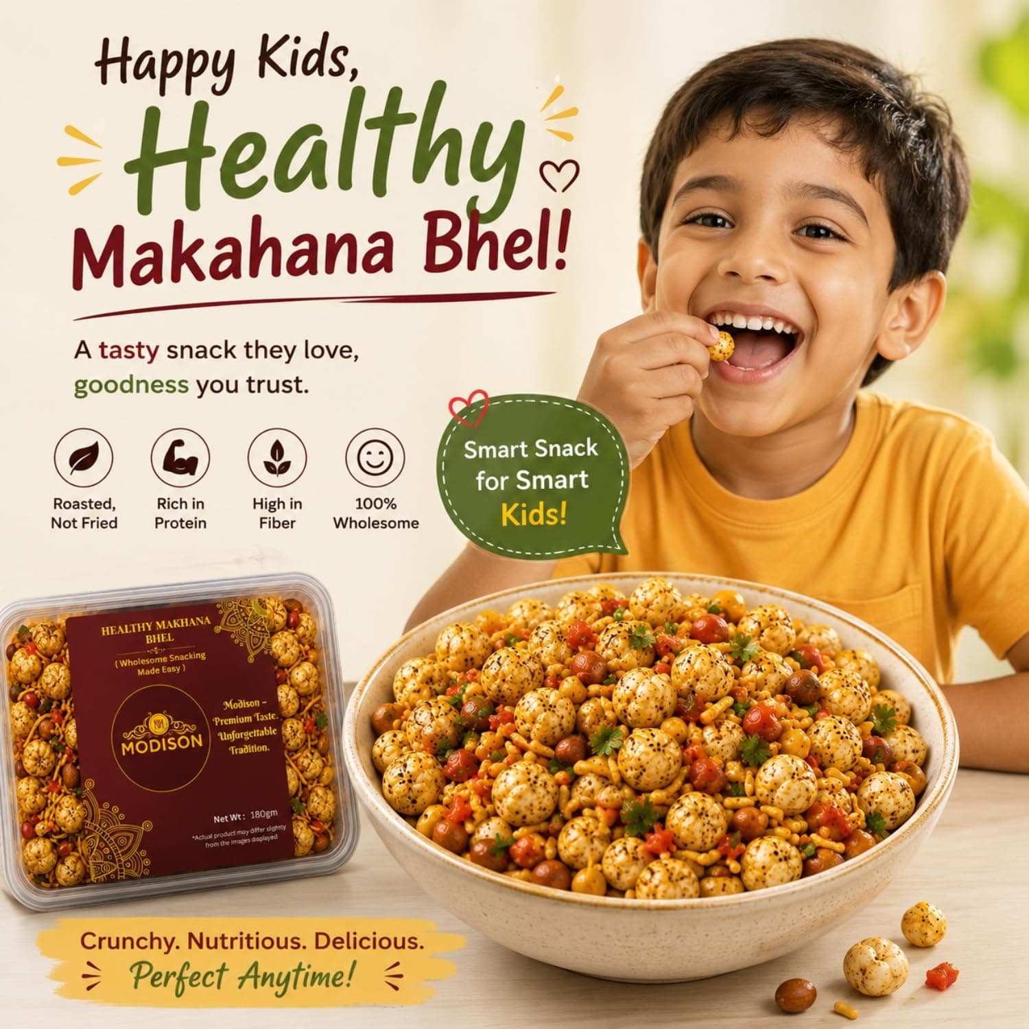 MODISON Makhana Bhel Indian Namkeen Roasted Fox Nuts 180g thumbnail 12