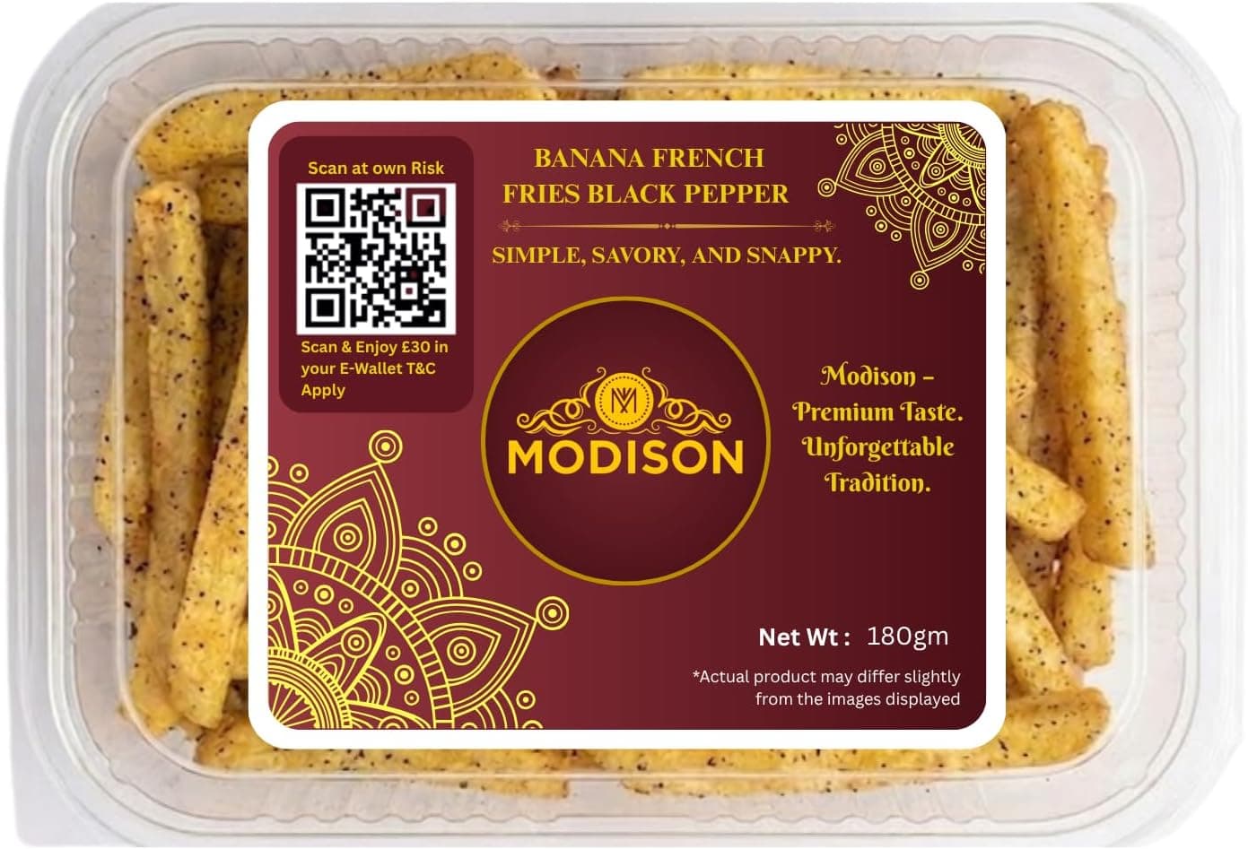 MODISON Banana French Fries Indian Snacks Black Pepper Kela 180g thumbnail 8