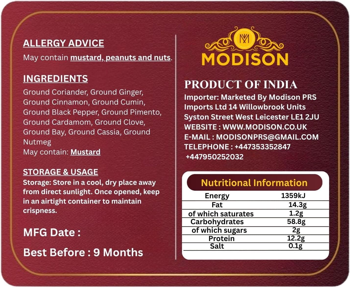 MODISON Garam Masala Powder Indian Spices Traditional 85g thumbnail 9
