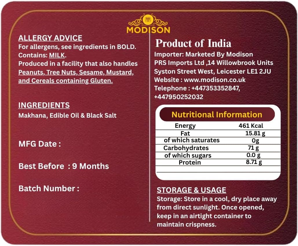 MODISON Roasted Makhana Healthy Snacks Black Salt 80g thumbnail 9