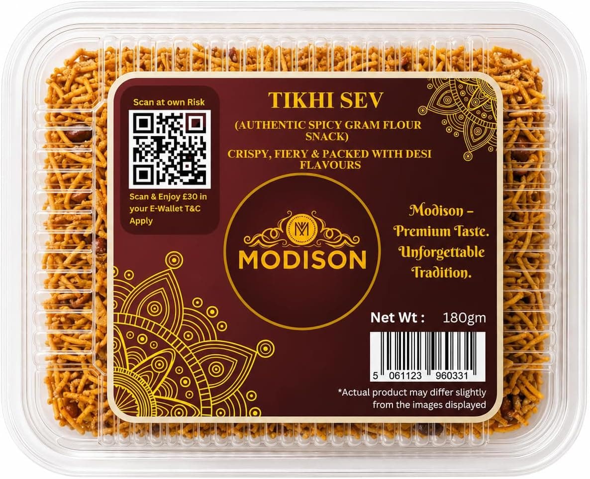 MODISON Tikhi Sev Indian Snacks Spicy Gujarati Namkeen 180g thumbnail 8