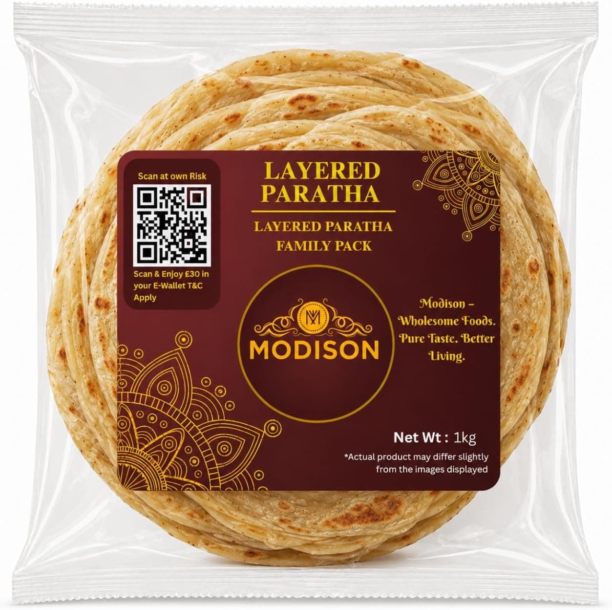 MODISON Layered Paratha Family Pack Frozen Indian Flatbread 1kg thumbnail 8