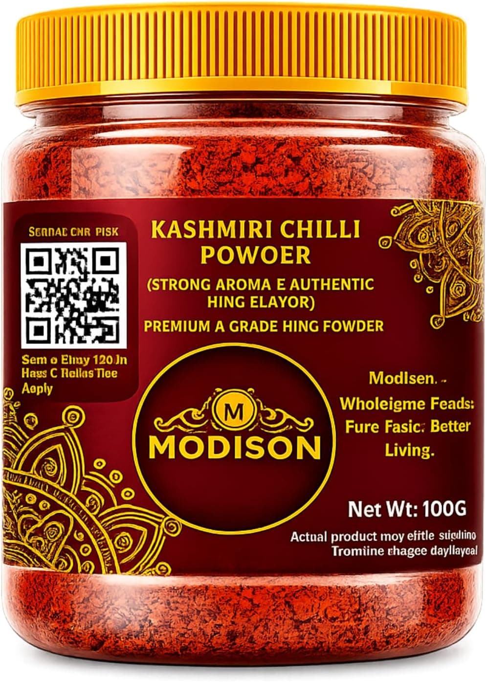 MODISON Kashmiri Red Chilli Powder Indian Spices Mild Heat 100g thumbnail 8