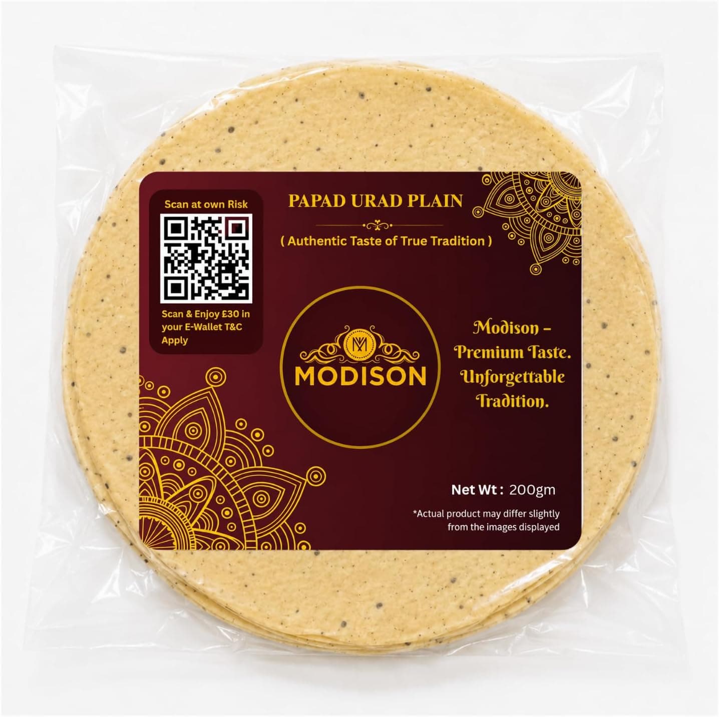 MODISON Plain Urad Papad Indian Papad Crispy Lentil Wafer 200g thumbnail 8