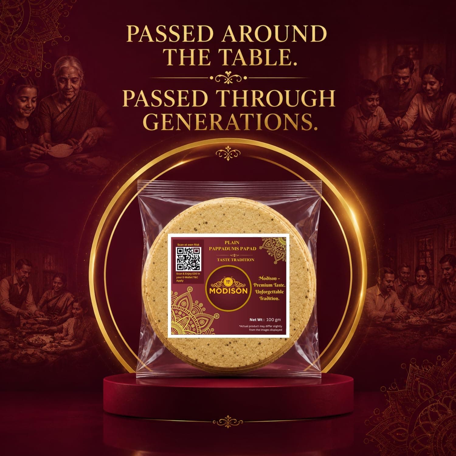 MODISON Madras Plain Pappadoms Indian Papad Crispy Wafer 300g thumbnail 12
