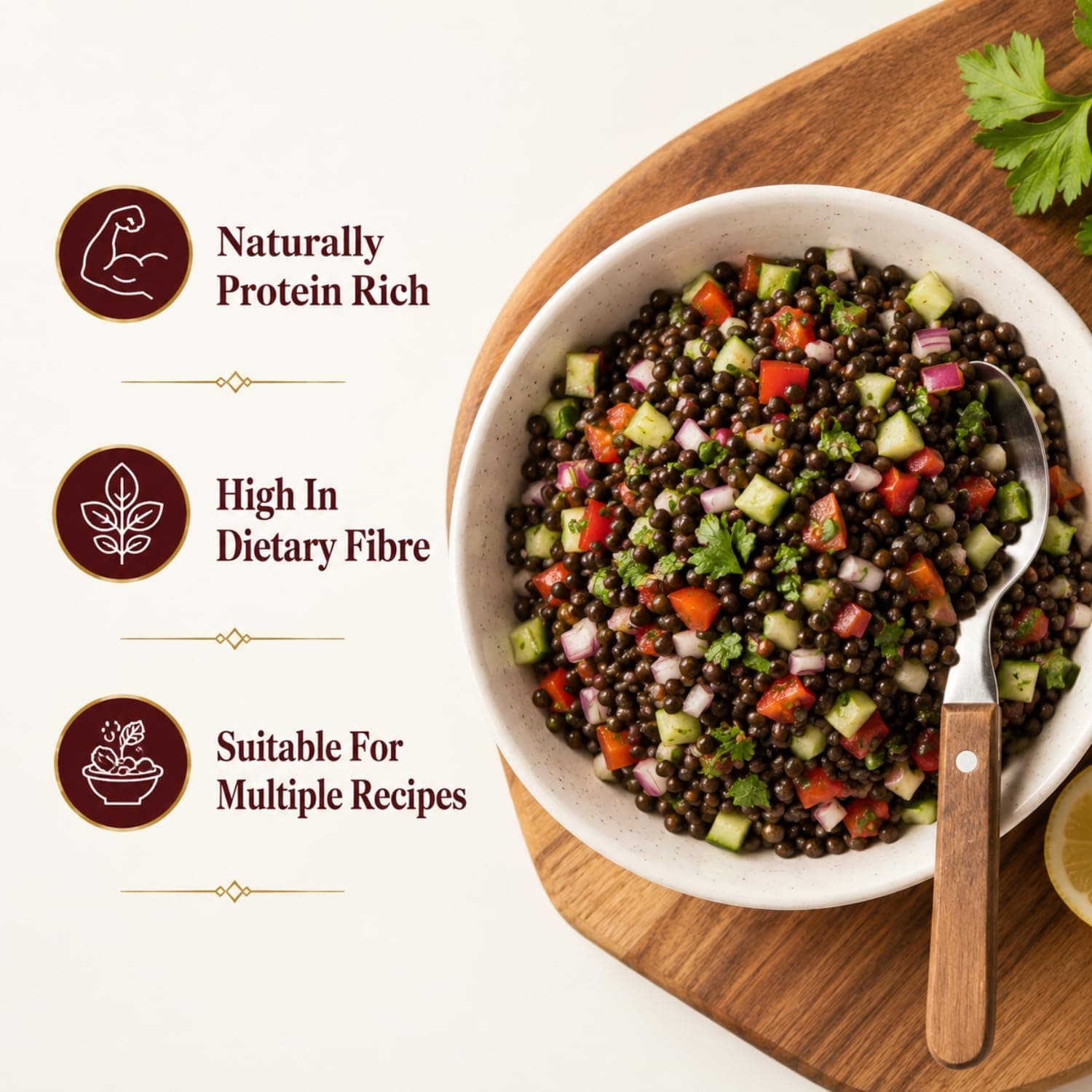 MODISON Beluga Lentils Whole Pulses High Fibre Protein Pack 6x250g thumbnail 11
