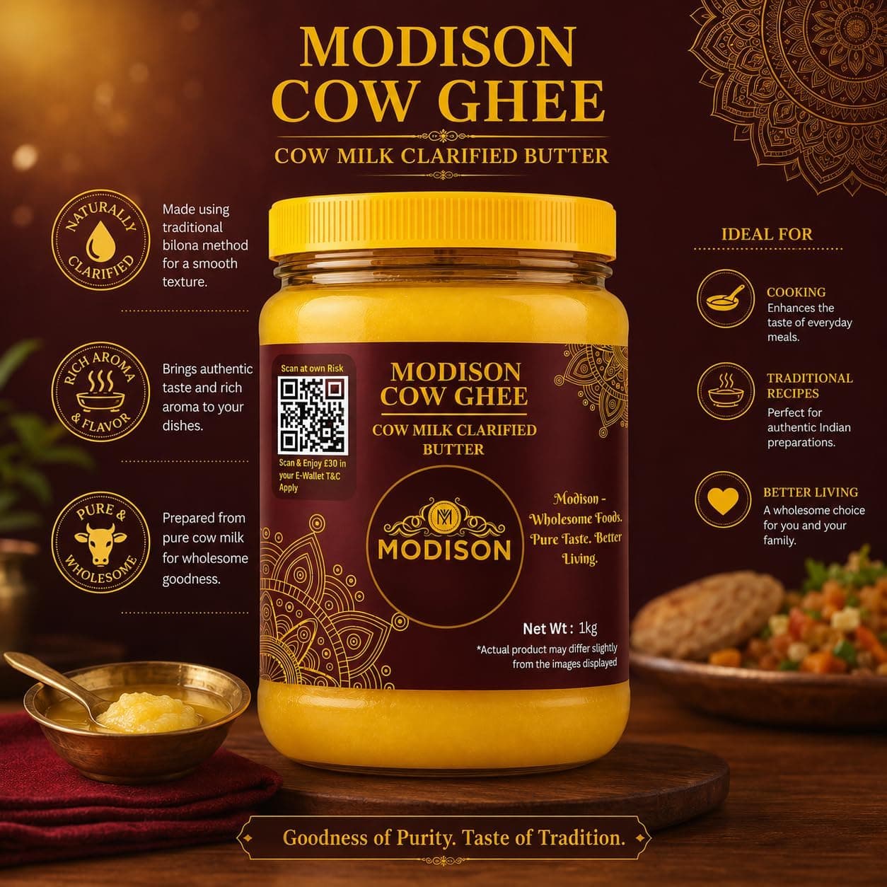 MODISON Cow Ghee Cow Milk Clarified Butter 1kg thumbnail 9