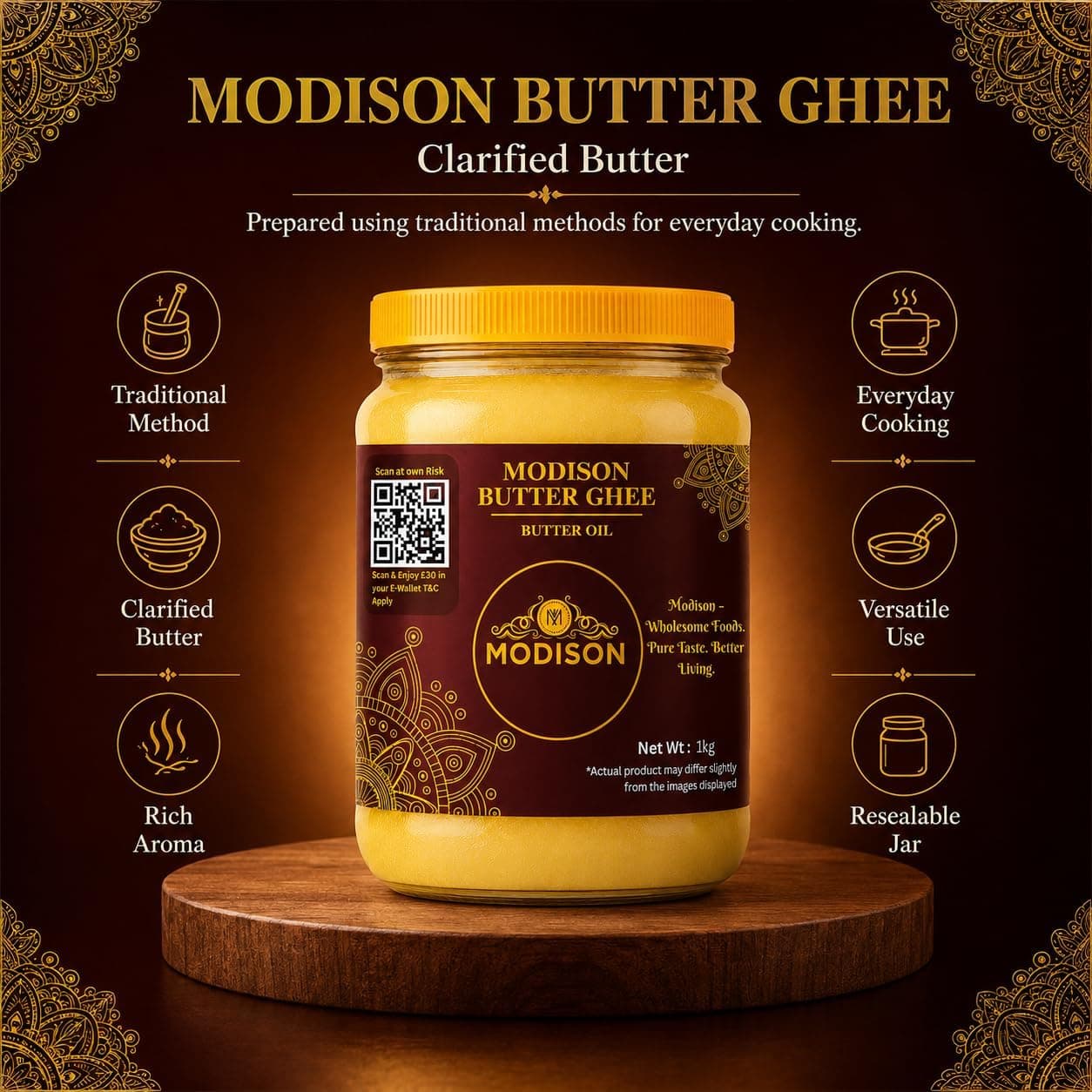 MODISON Butter Ghee Clarified Butter Pure Milk Fat 1kg thumbnail 10