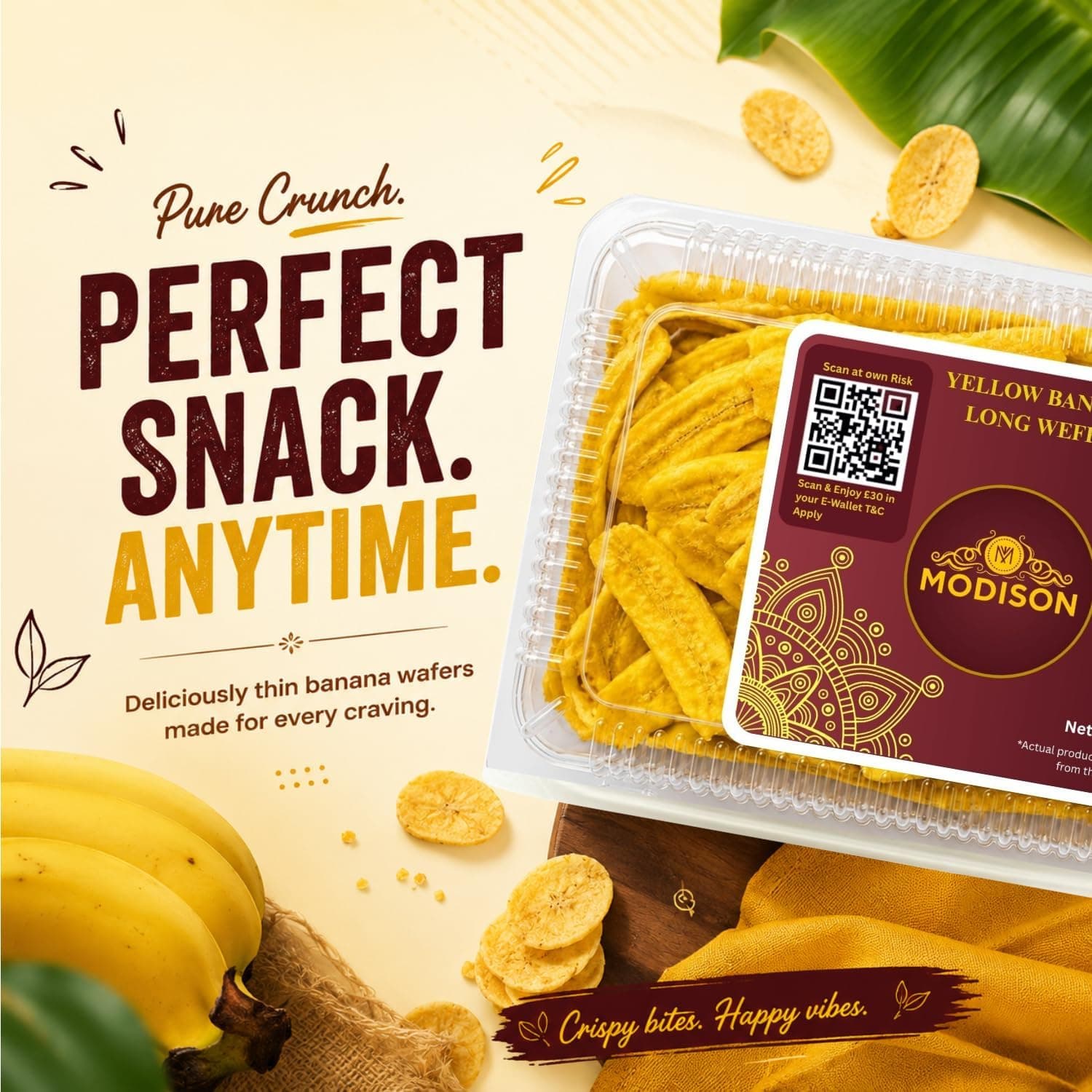 MODISON Yellow Banana Long Wafer Indian Snacks Crispy Kela 180g thumbnail 10