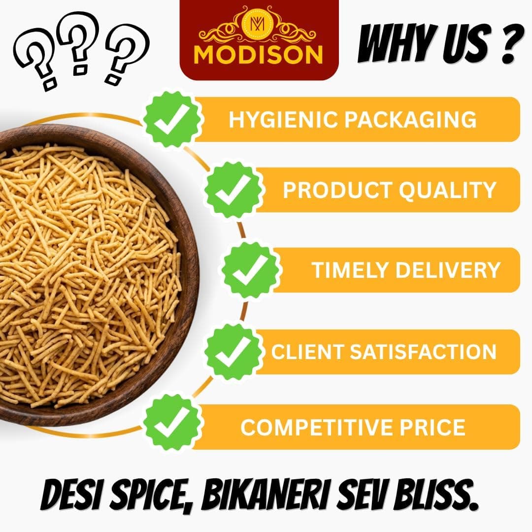 MODISON Bikaneri Sev Indian Snacks Crunchy Bhujia 180g thumbnail 10
