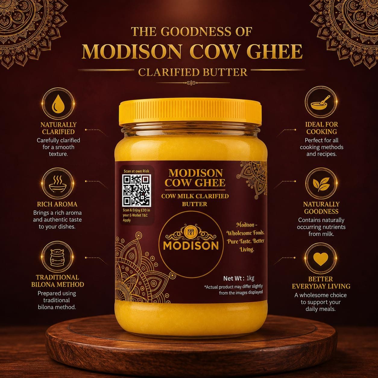 MODISON Cow Ghee Cow Milk Clarified Butter 1kg thumbnail 10