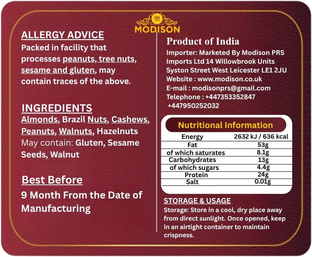 MODISON Mixed Nuts Healthy Indian Snacks Mix 400g thumbnail 9