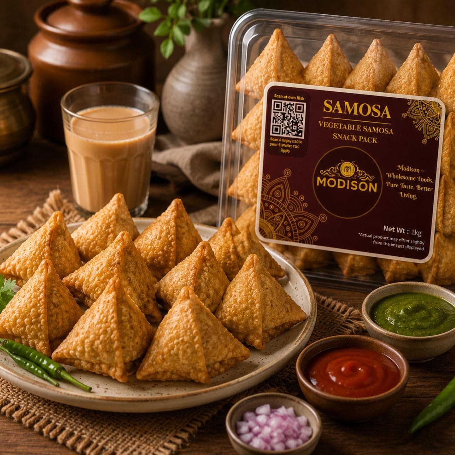 MODISON Samosa Traditional Frozen Indian Snack 1kg thumbnail 12