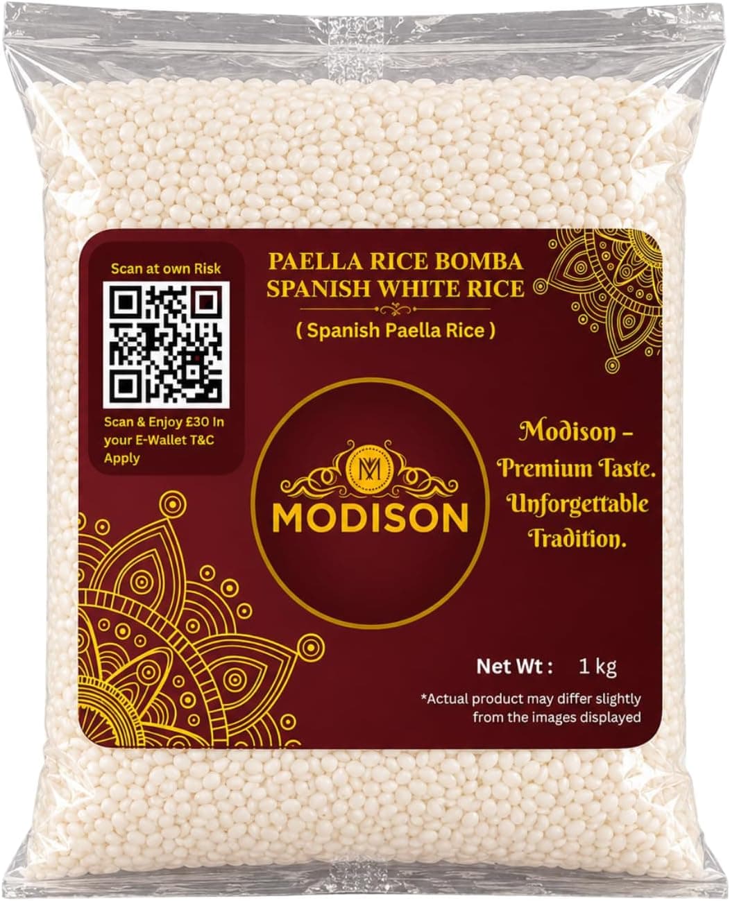 MODISON Spanish Bomba Rice Paella Rice Gluten Free Vegan 1kg thumbnail 8