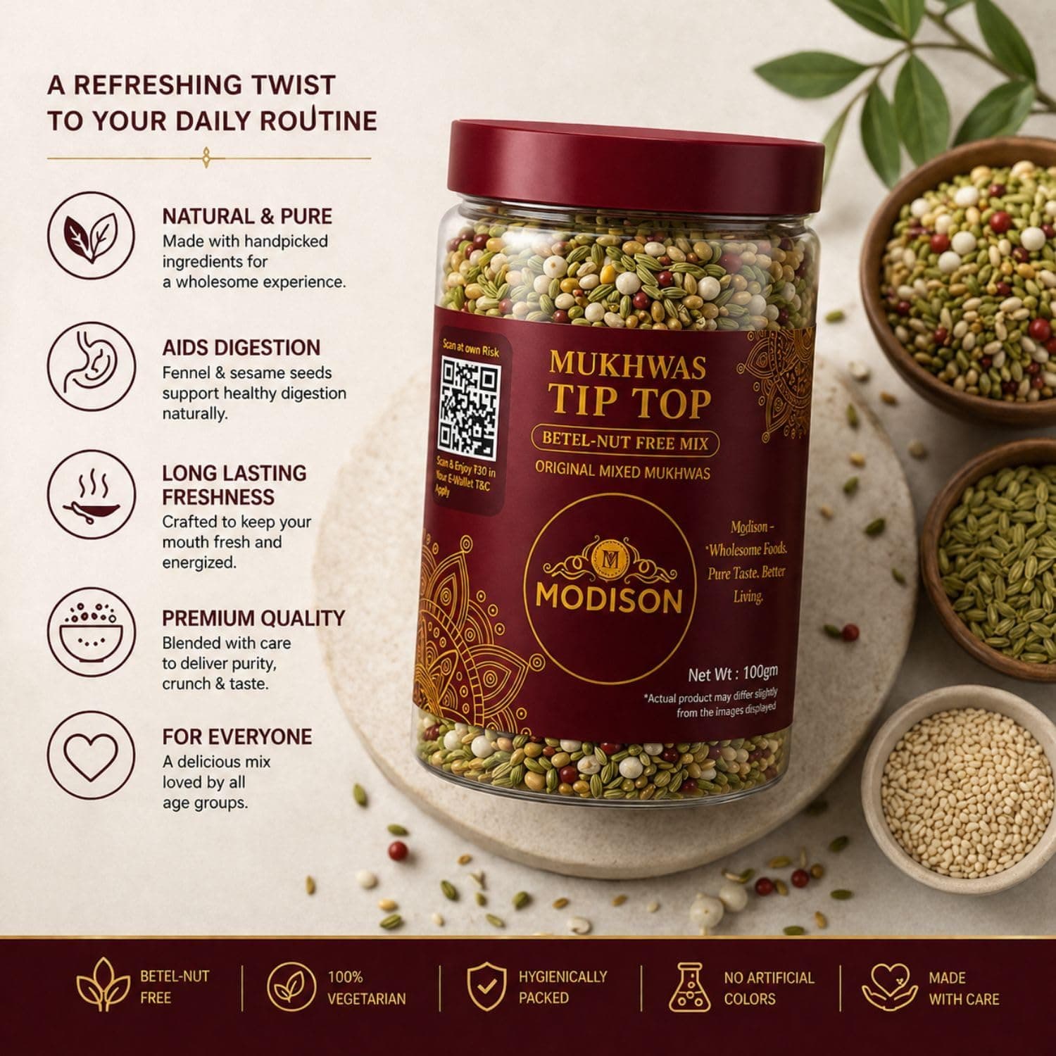 MODISON Tiptop Mukhwas Indian Mouth Freshener Fennel Aniseed 100g thumbnail 12