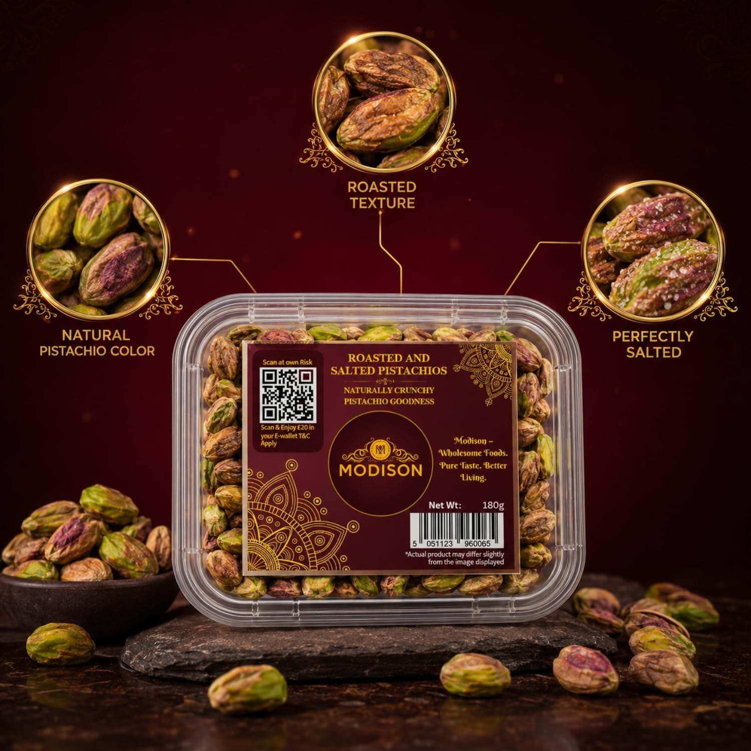 MODISON Roasted Pistachios Indian Dry Fruit Salted Pista 180g thumbnail 11