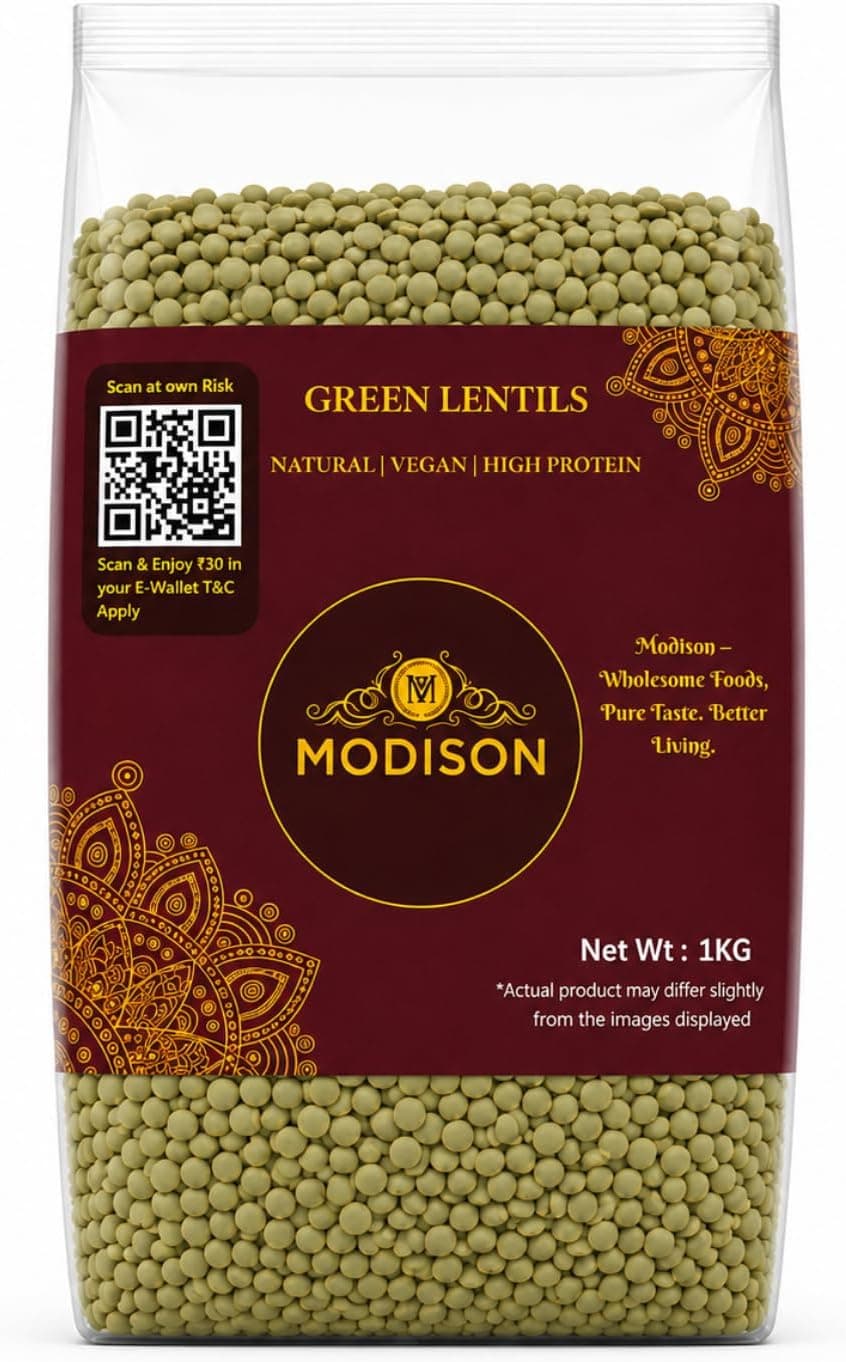 MODISON Green Lentils Whole Pulses High Fibre Protein 1KG thumbnail 8