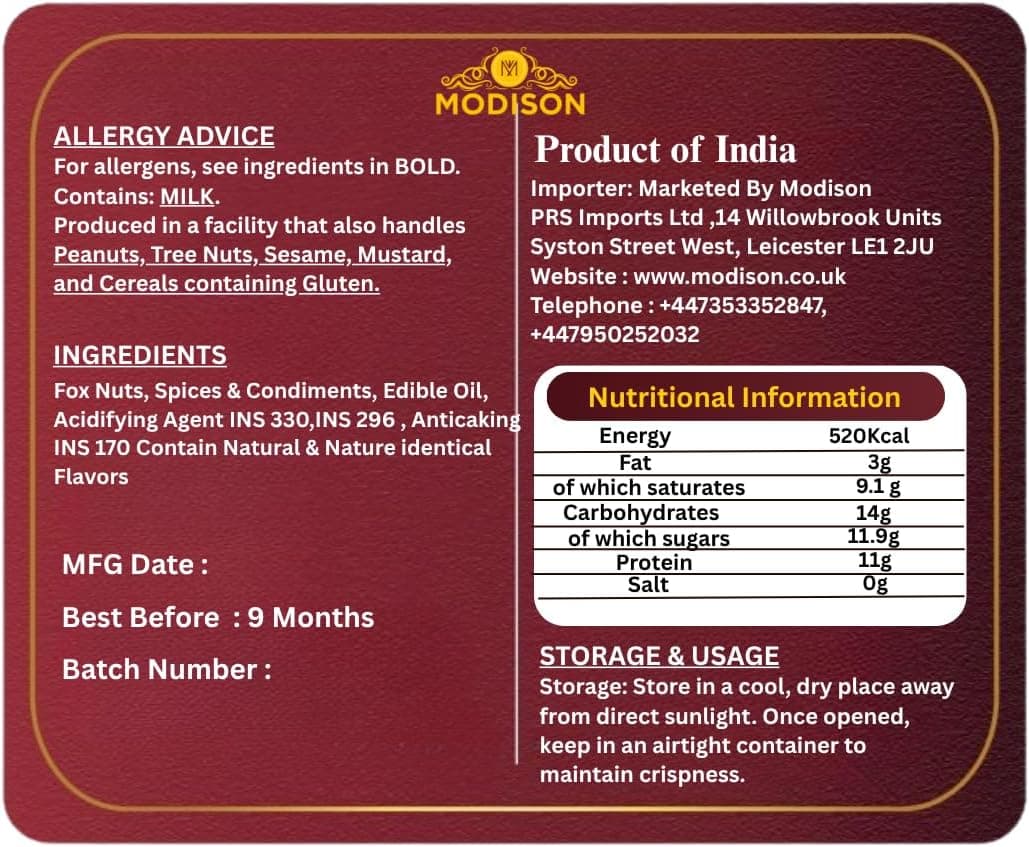 MODISON Roasted Makhana Healthy Snacks Masala Fox Nuts 80g thumbnail 9