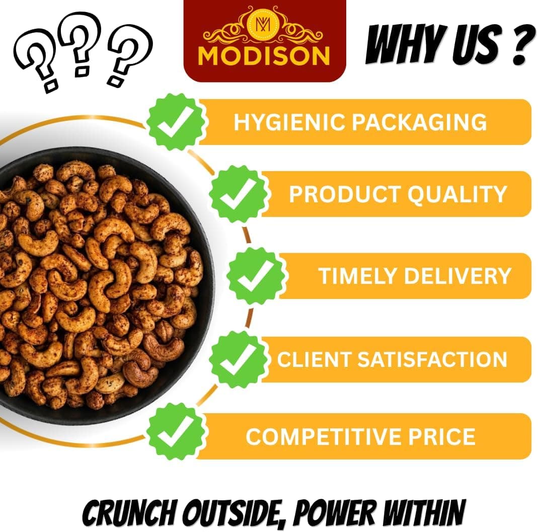 MODISON Roasted Cashew Nuts Healthy Snacks Protein Rich Kaju 200g thumbnail 10