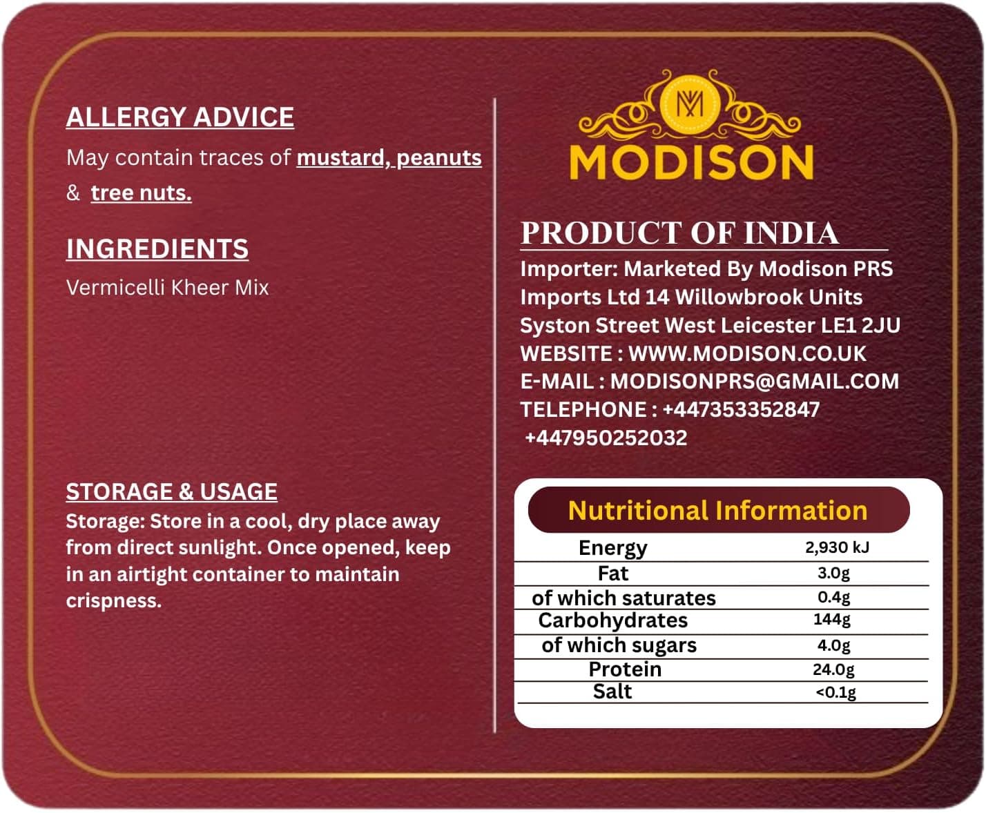 MODISON Vermicelli Kheer Mix Instant Payasam Dessert Mix 100g thumbnail 9