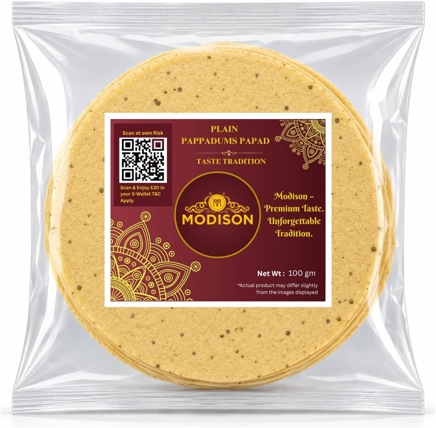 MODISON Madras Plain Pappadoms Indian Papad Crispy Wafer 300g thumbnail 8