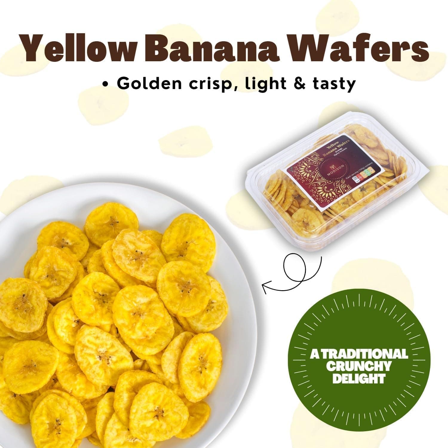 MODISON Yellow Banana Wafers Indian Snacks Crispy 540g thumbnail 10