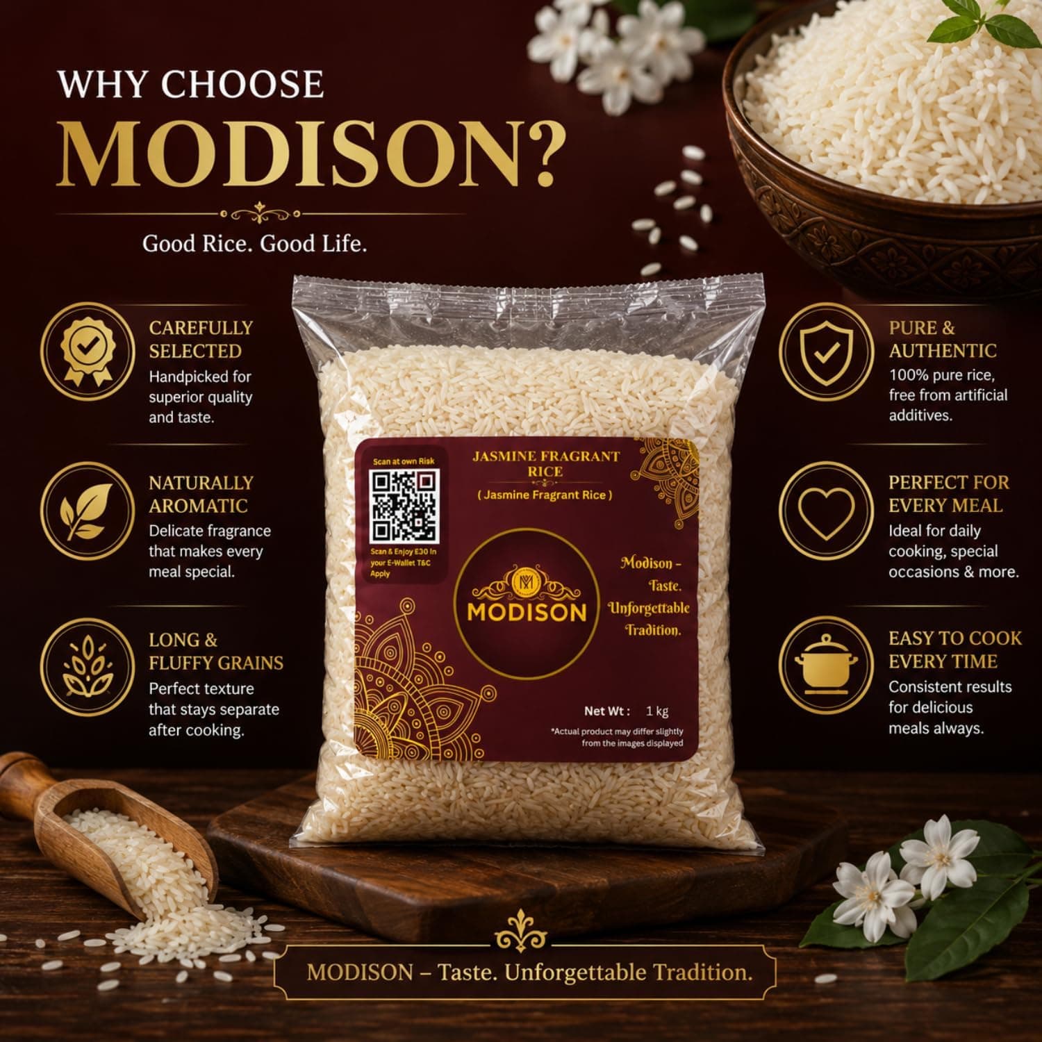 MODISON Jasmine Fragrant Rice Long Grain Rice 1kg Vegan thumbnail 11