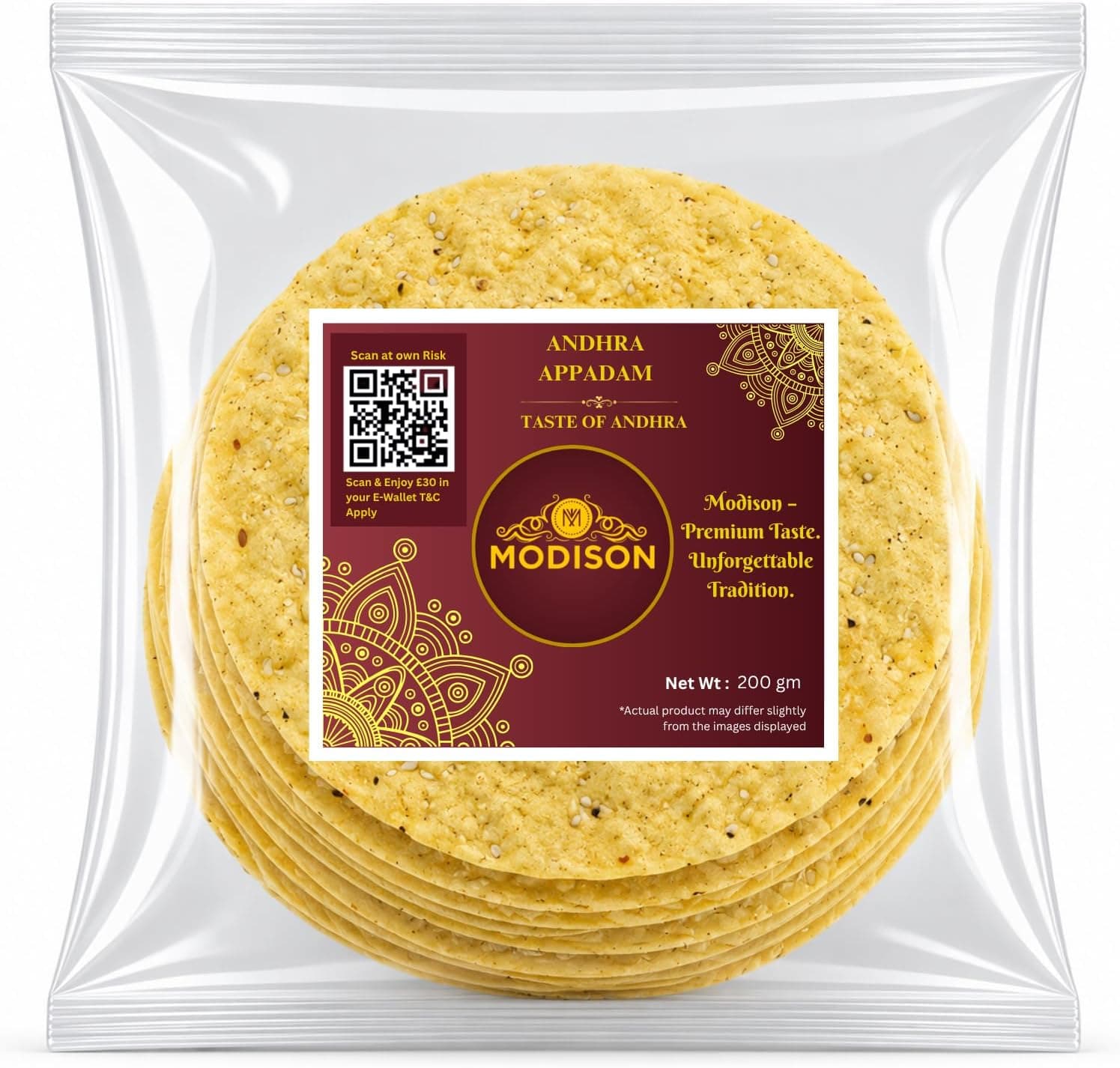 MODISON Andhra Appadam Indian Papad Crispy Lentil Wafer 200g thumbnail 8
