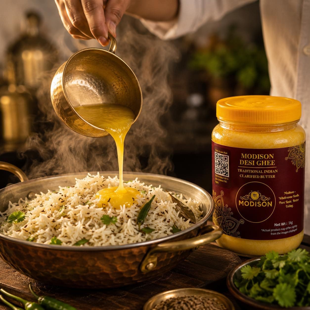 MODISON Desi Ghee Clarified Butter Pure Milk Fat 1kg thumbnail 12