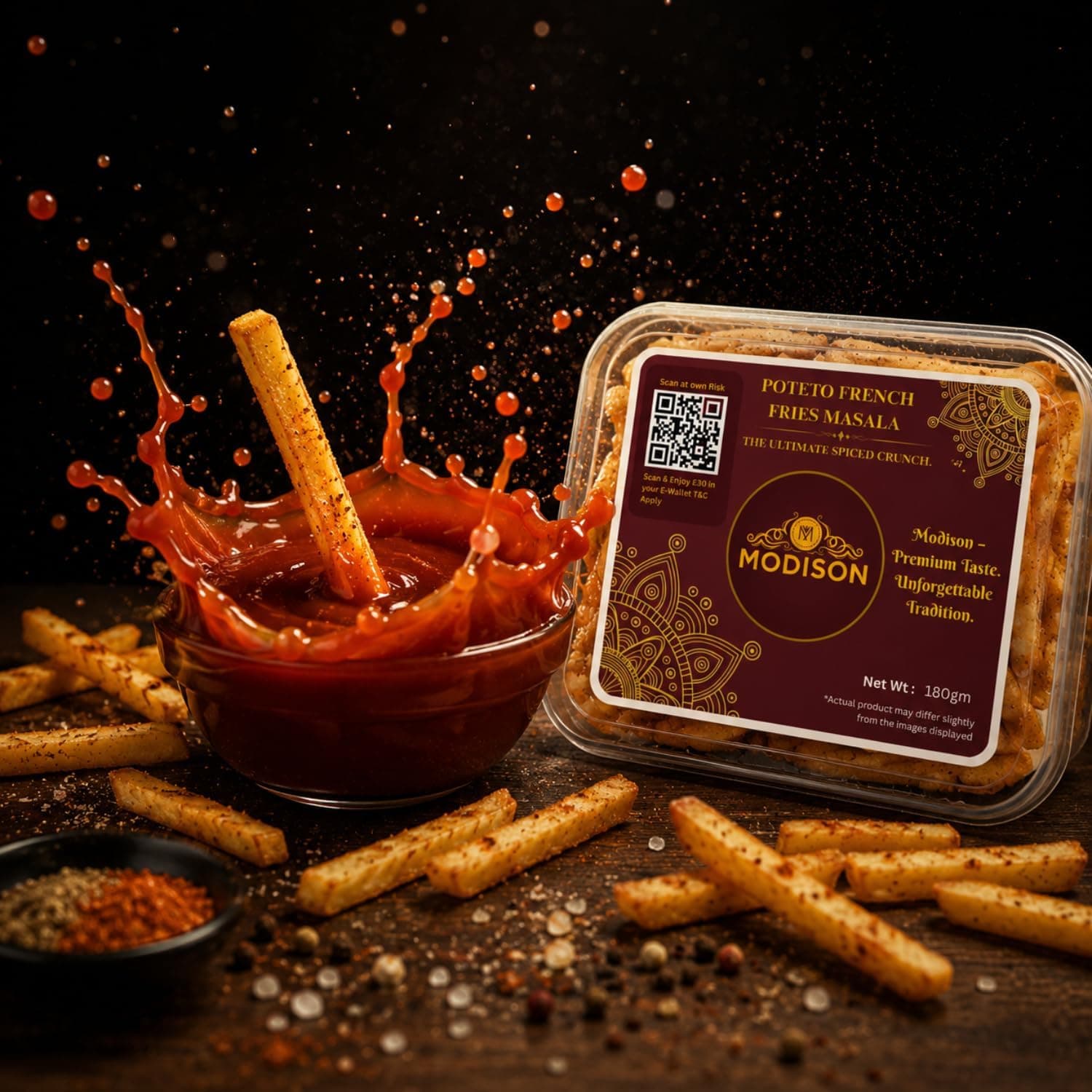 MODISON Potato French Fries Indian Namkeen Masala Crispy 180g thumbnail 11