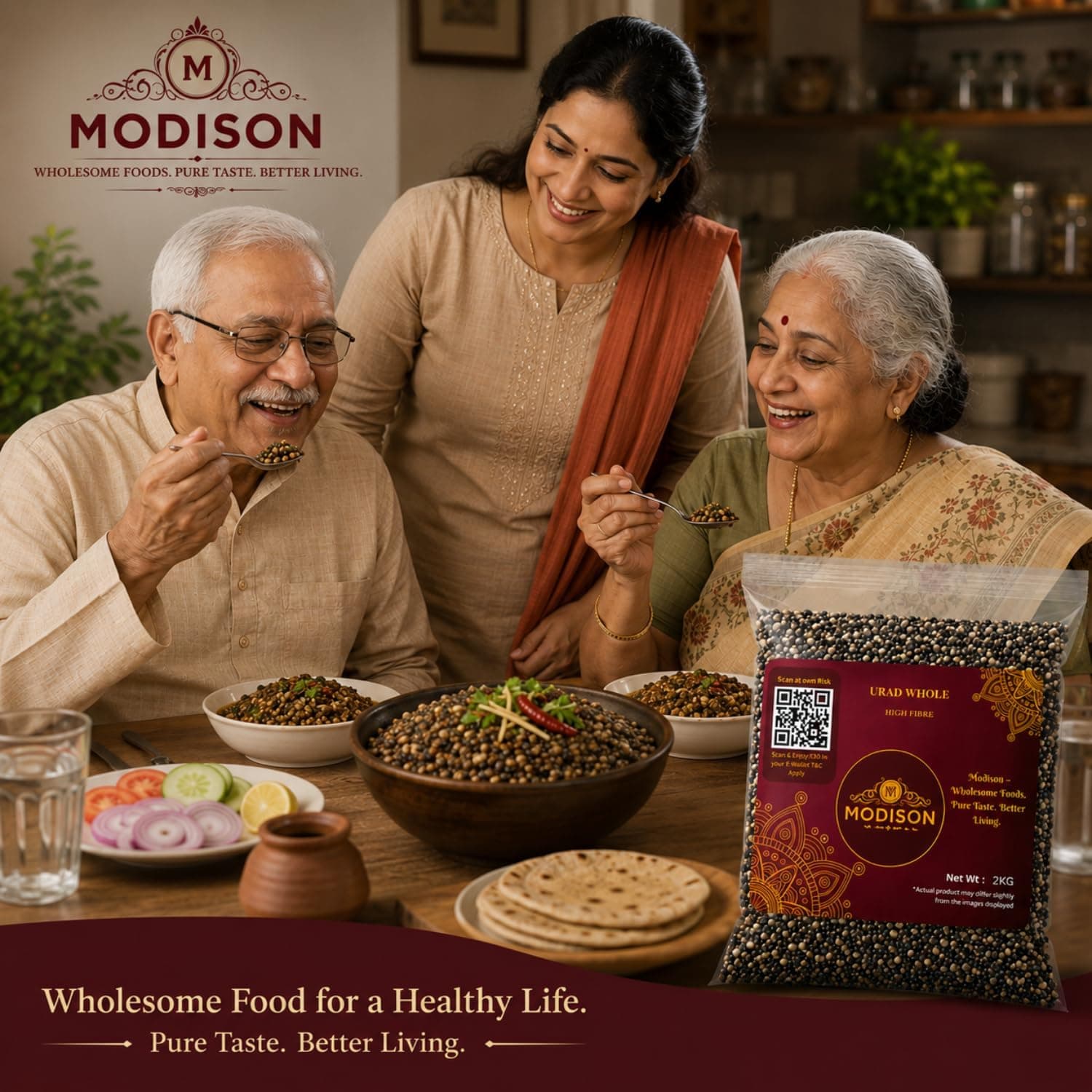 MODISON Urad Whole Black Gram Lentils High Fibre Protein 2KG thumbnail 11