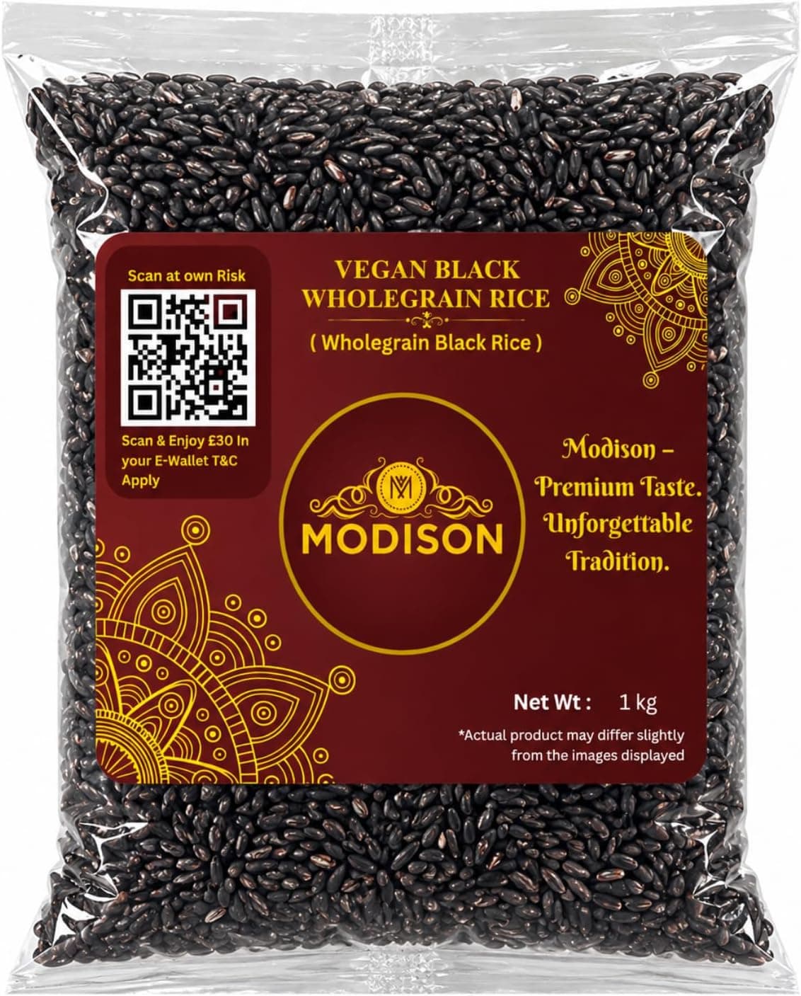 MODISON Vegan Black Wholegrain Rice Gluten Free Natural 1kg thumbnail 8