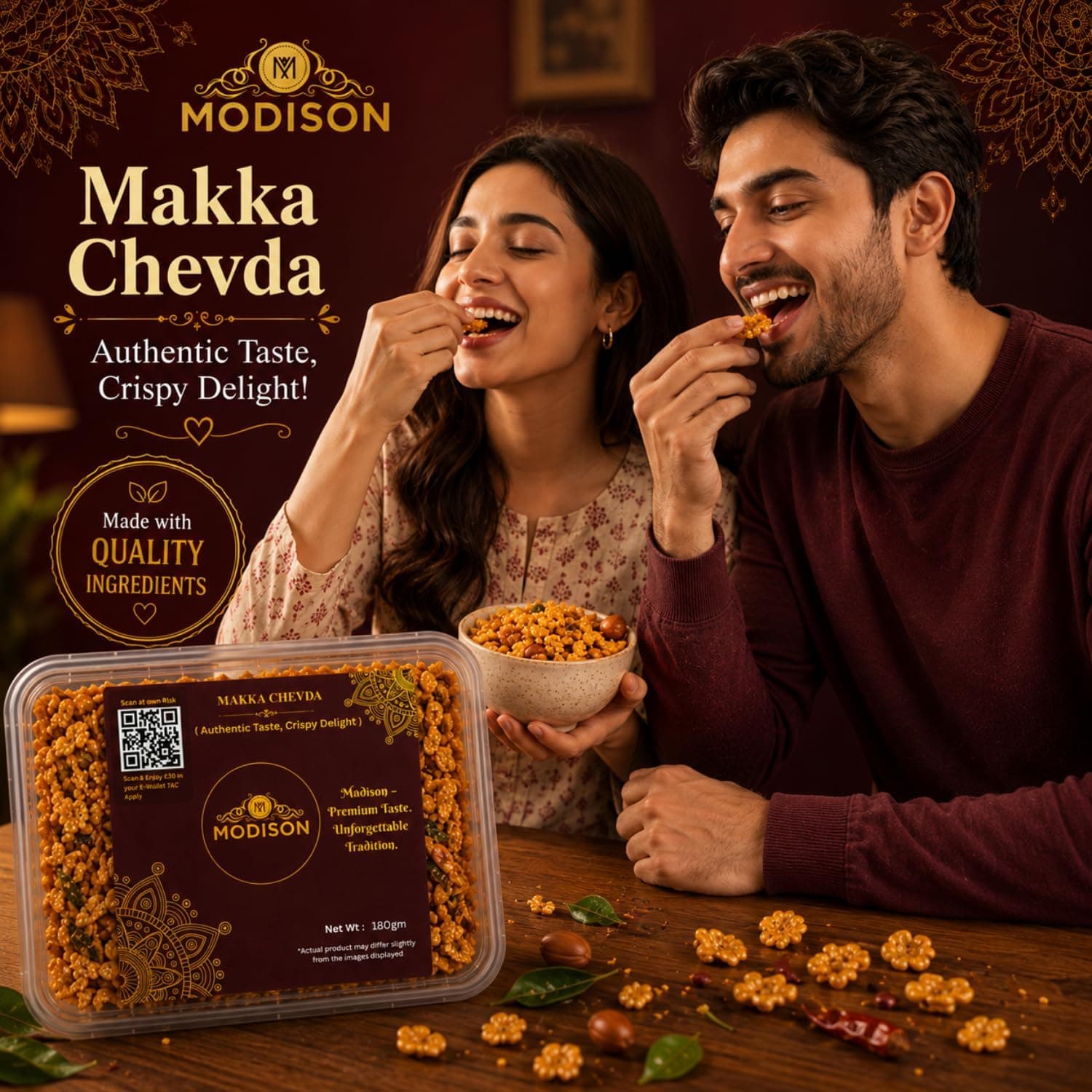 MODISON Makka Chevda Indian Namkeen Crispy Corn Flakes 180g thumbnail 11