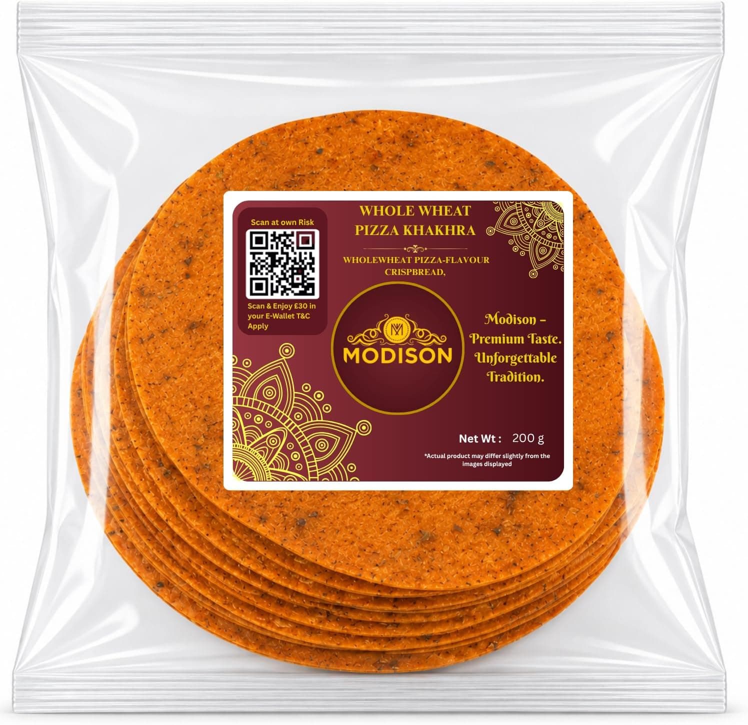MODISON Whole Wheat Pizza Khakhra Crispy Snack Crispbread 200 g thumbnail 8