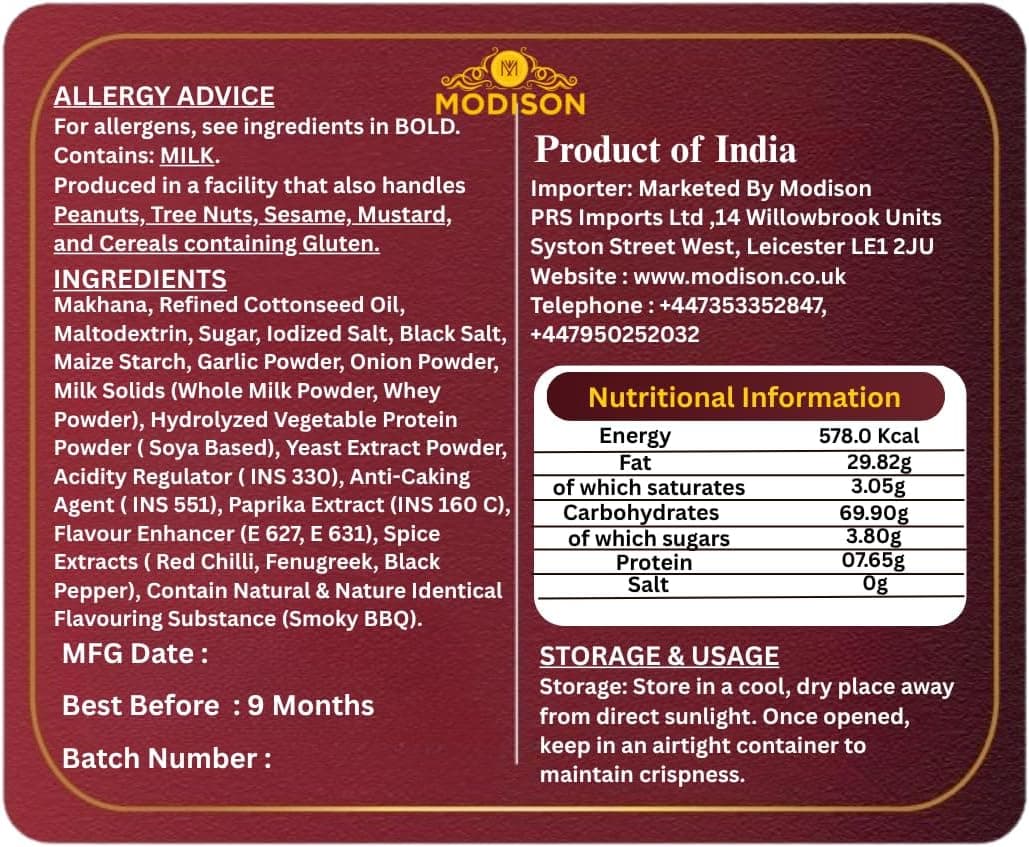 MODISON Roasted Makhana Healthy Snacks Smoky Barbeque Masala 80g thumbnail 9