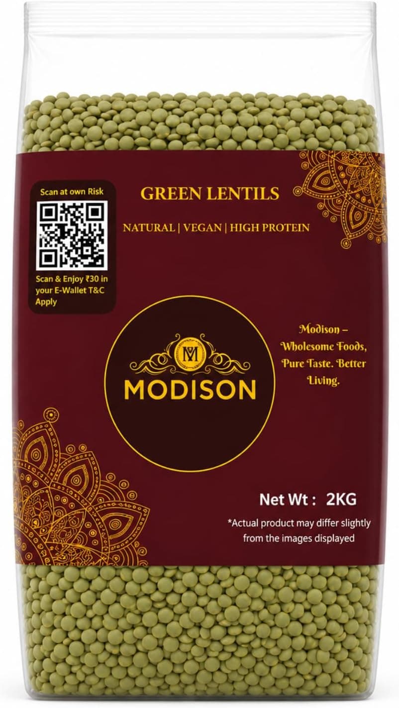 MODISON Green Lentils Whole Pulses High Fibre Protein 2KG thumbnail 8