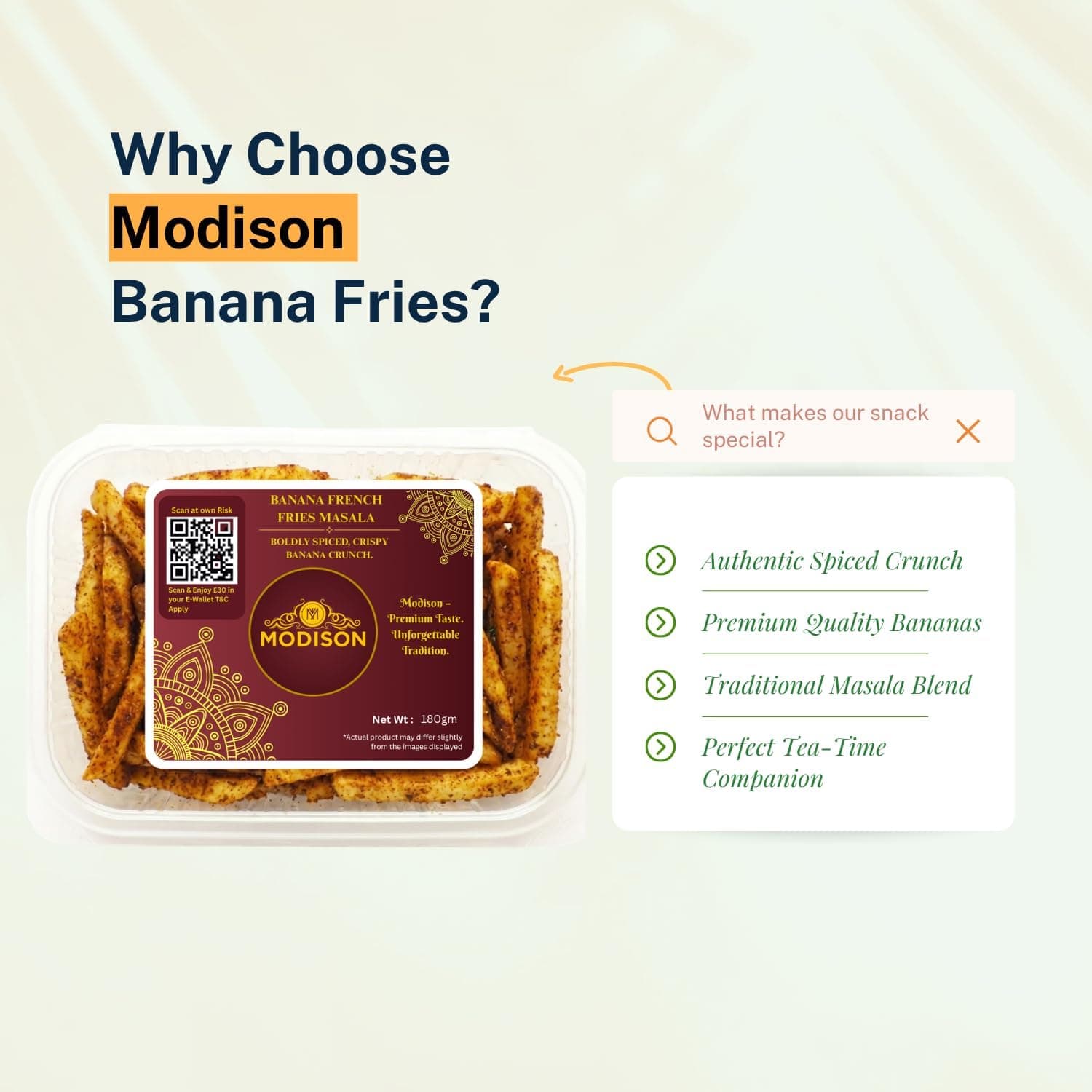 MODISON Banana French Fries Indian Snacks Masala Kela 180g thumbnail 10