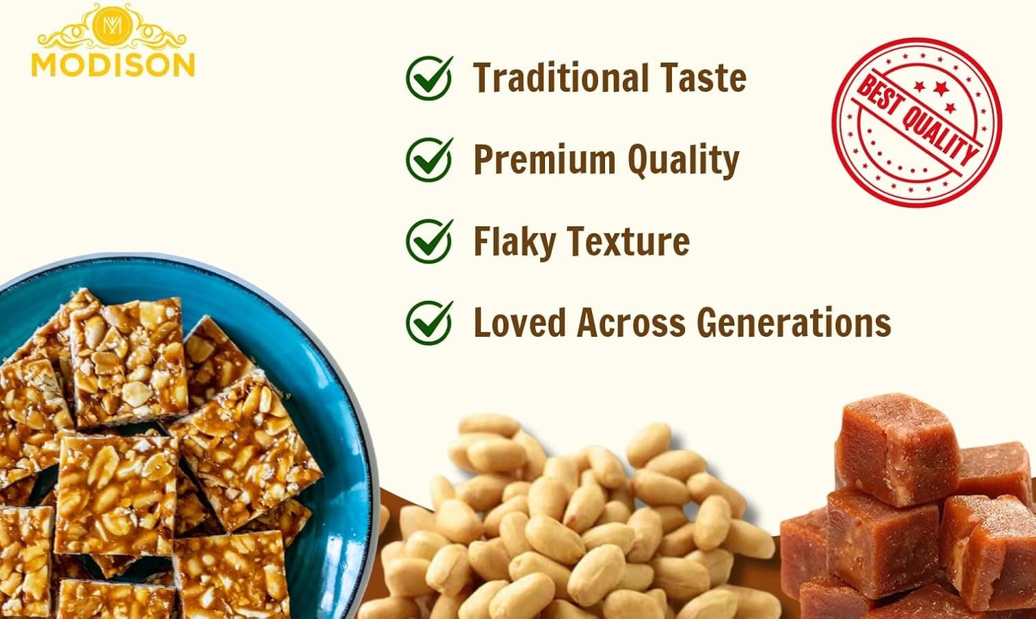 MODISON Peanut Chikki Indian Sweets Protein Brittle 540g thumbnail 11