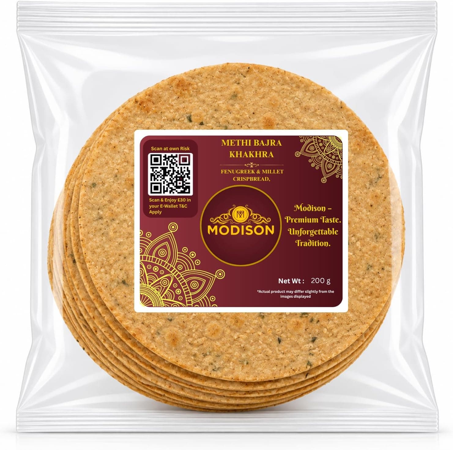 MODISON Methi Bajra Khakhra Fenugreek Millet Crispbread 200g thumbnail 8