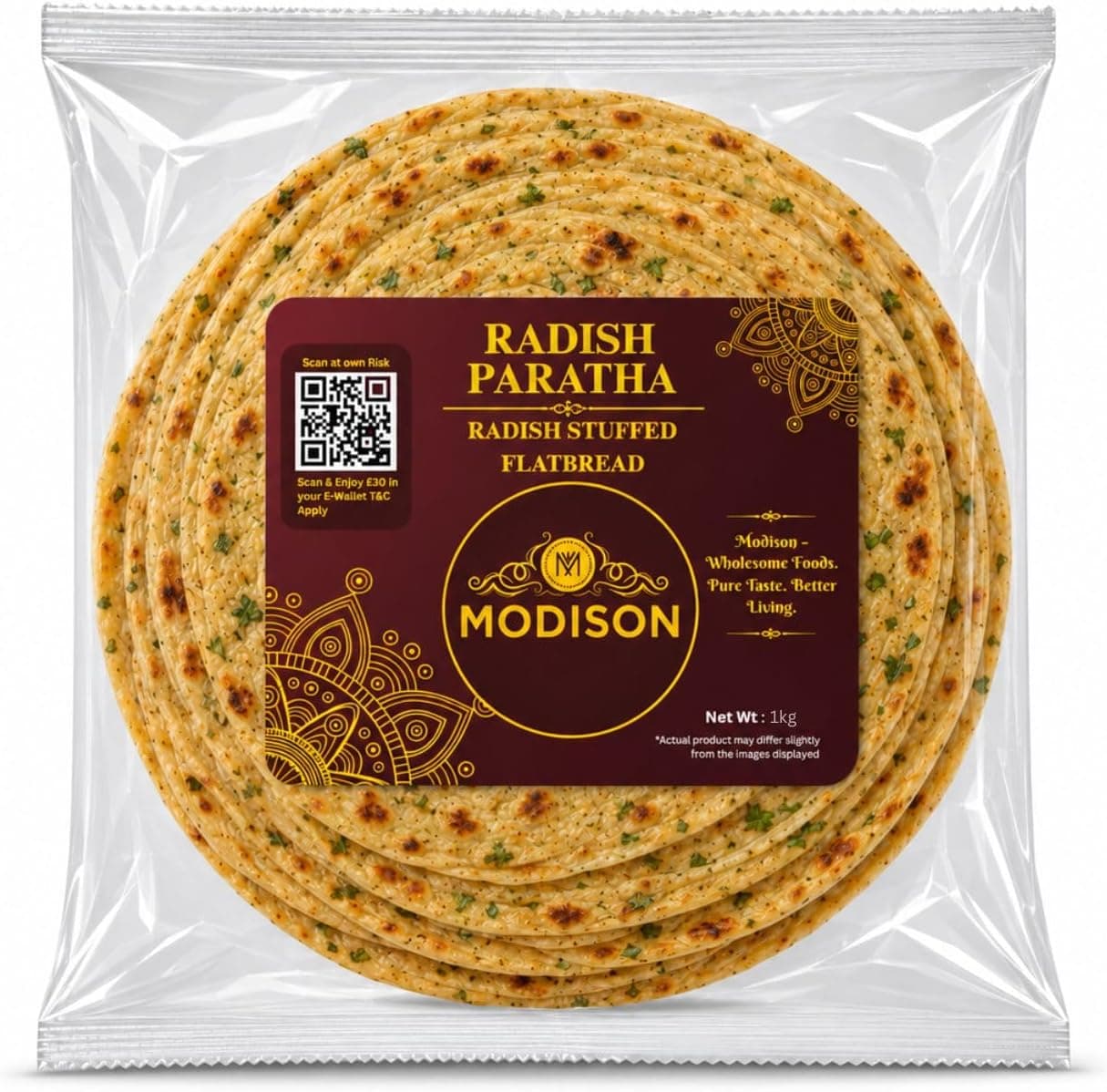 MODISON Radish Paratha Traditional Indian Flatbread Frozen 360g thumbnail 8