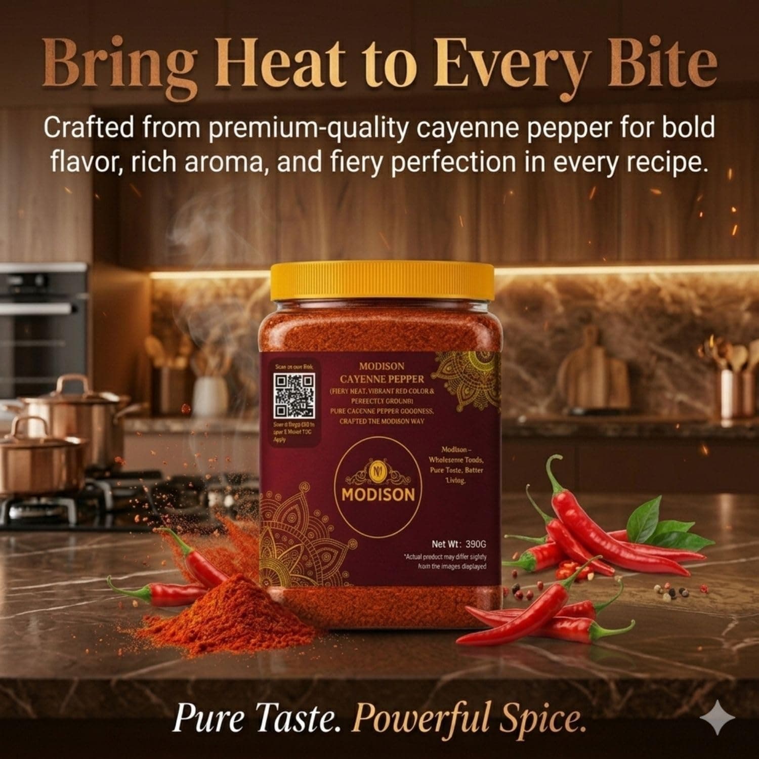 MODISON Cayenne Pepper 390g - Ground Red Pepper Seasoning | Hot Chilli Spice for Cooking, BBQ, Marinades, Curries & Sauces | Natural Vegan Gluten Free Cayenne Pepper for Meat, Vegetables & Soups. thumbnail 10