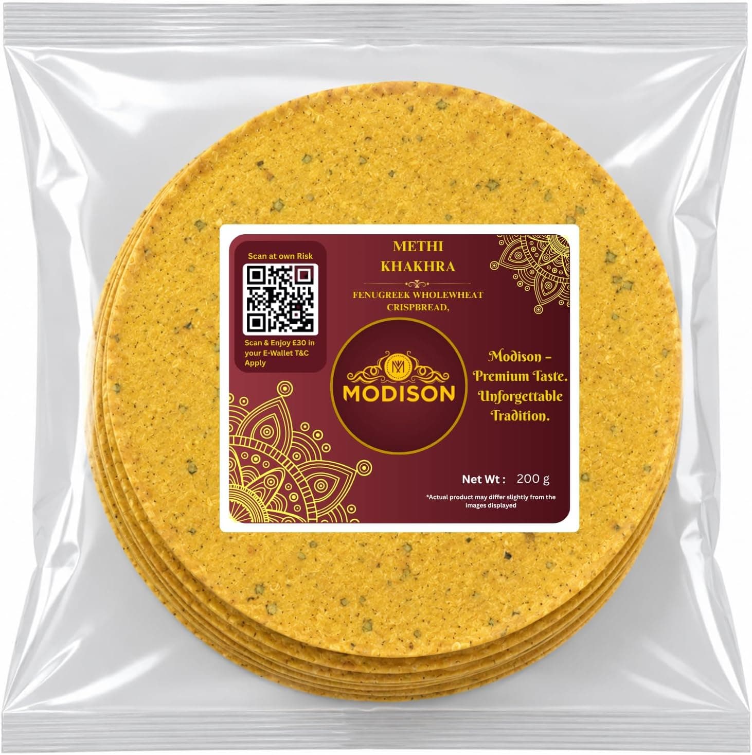 MODISON Methi Khakhra Whole Wheat Fenugreek Crispbread Snack 200 g thumbnail 8