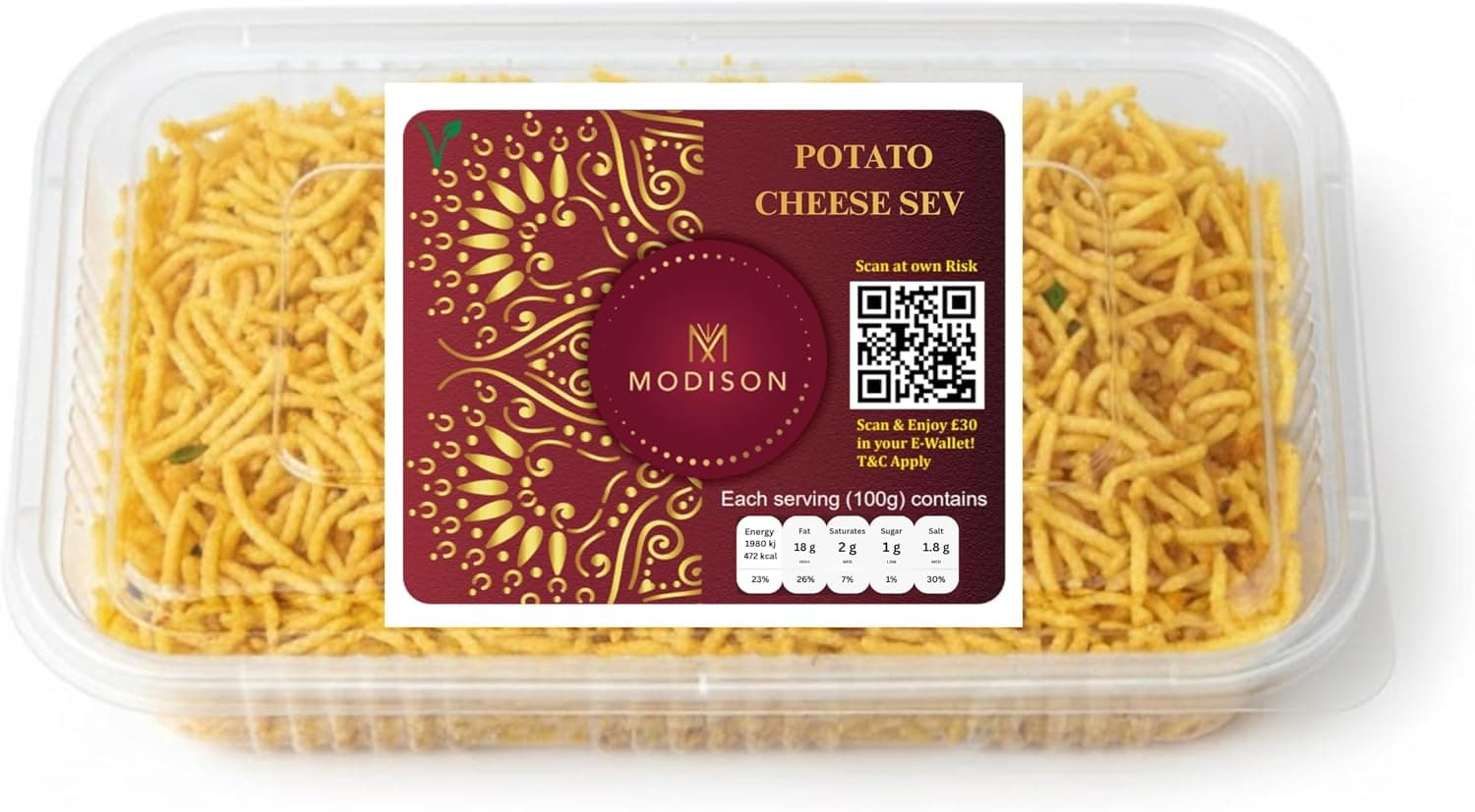MODISON Potato Cheese Sev Indian Snacks Crispy Cheesy 180g thumbnail 8
