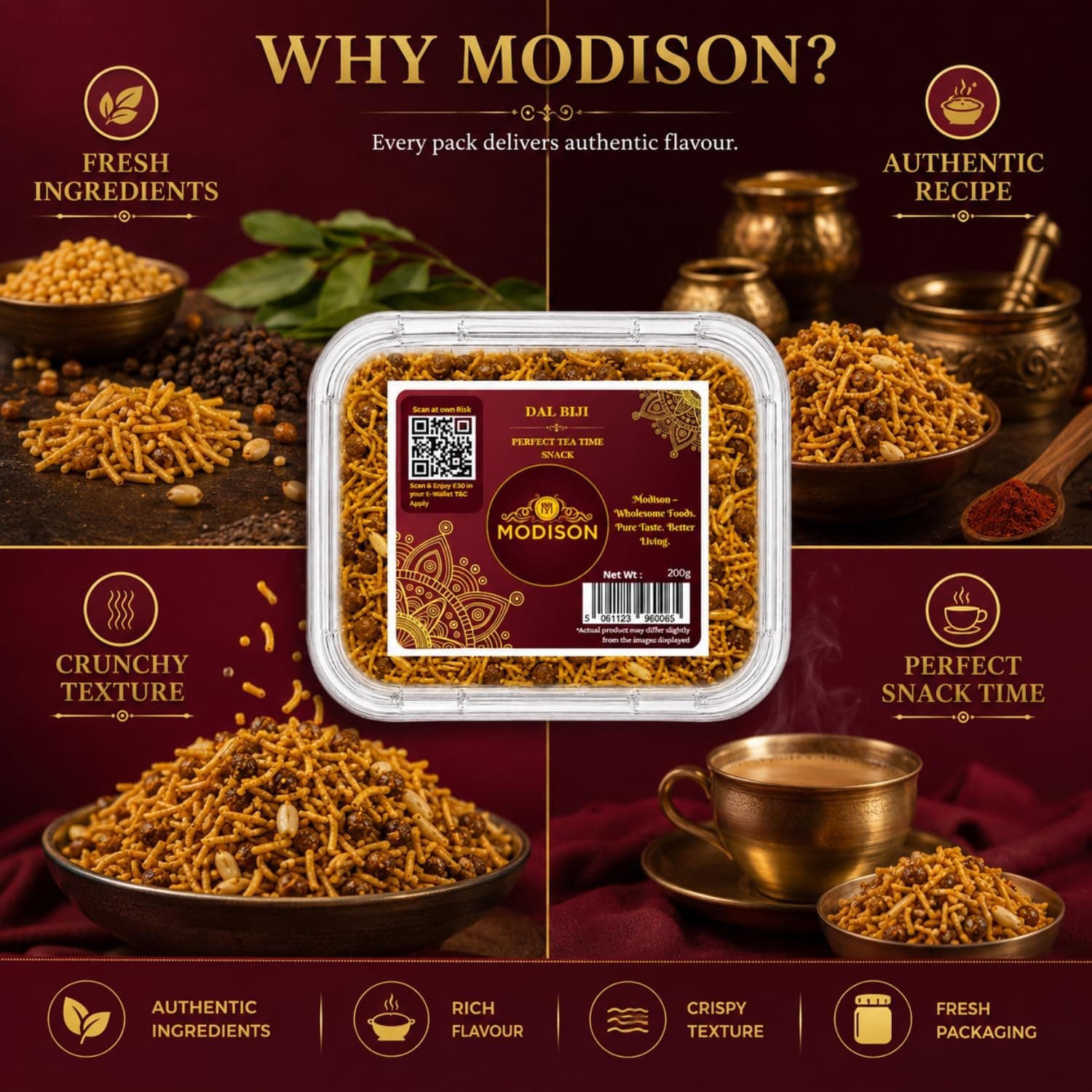MODISON Dal Biji Indian Namkeen Snack Traditional Savoury 200g thumbnail 11