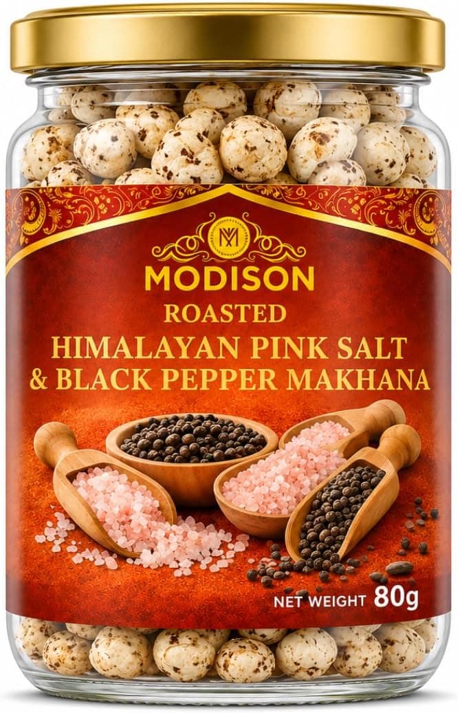 MODISON Roasted Makhana Healthy Snacks Himalayan Pink Salt Pepper 80g thumbnail 8