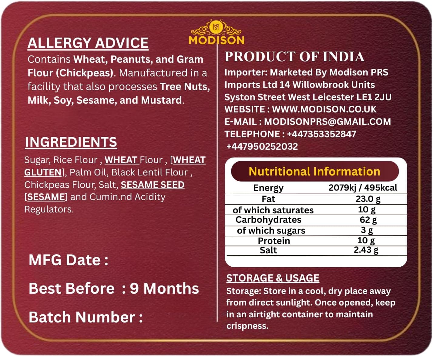 MODISON Murukku Indian Namkeen Snack Crispy Traditional 200g thumbnail 9