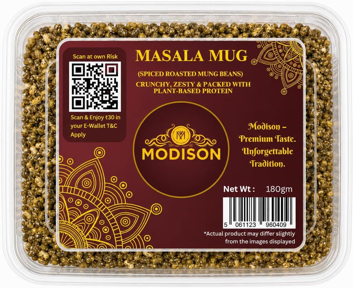 MODISON Masala Mug Healthy Snacks Roasted Mung Beans 180g thumbnail 8