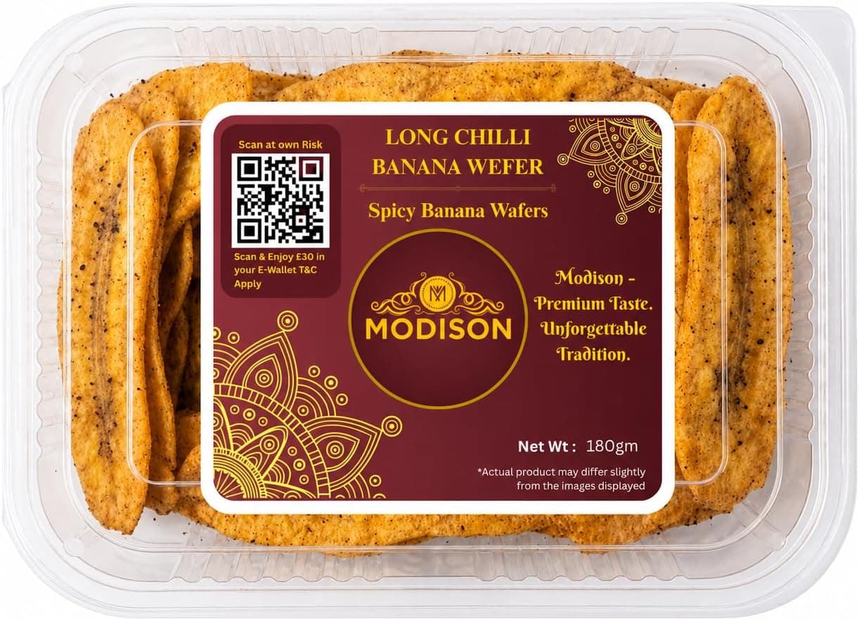 MODISON Long Chilli Banana Wafer Indian Snacks Spicy Kela 180g thumbnail 8